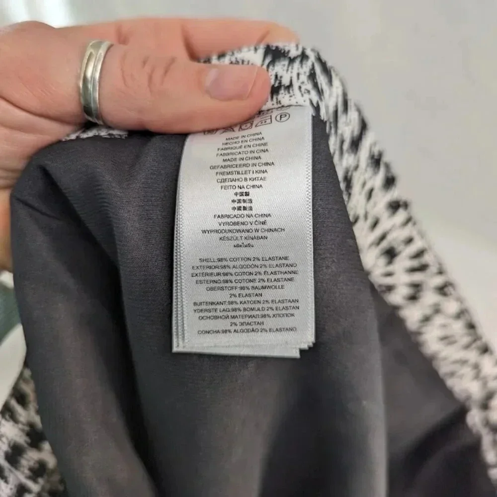 Michael Kors animal print A-line mini skirt, black and white, women's size 8
